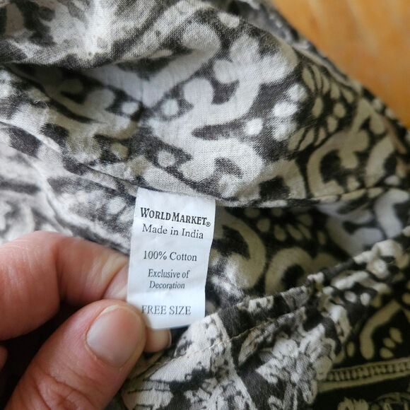 World Market Kaftan Free Size Brown Neutral Paisley Print Cotton Maxi Dress Boho - Picture 11 of 12